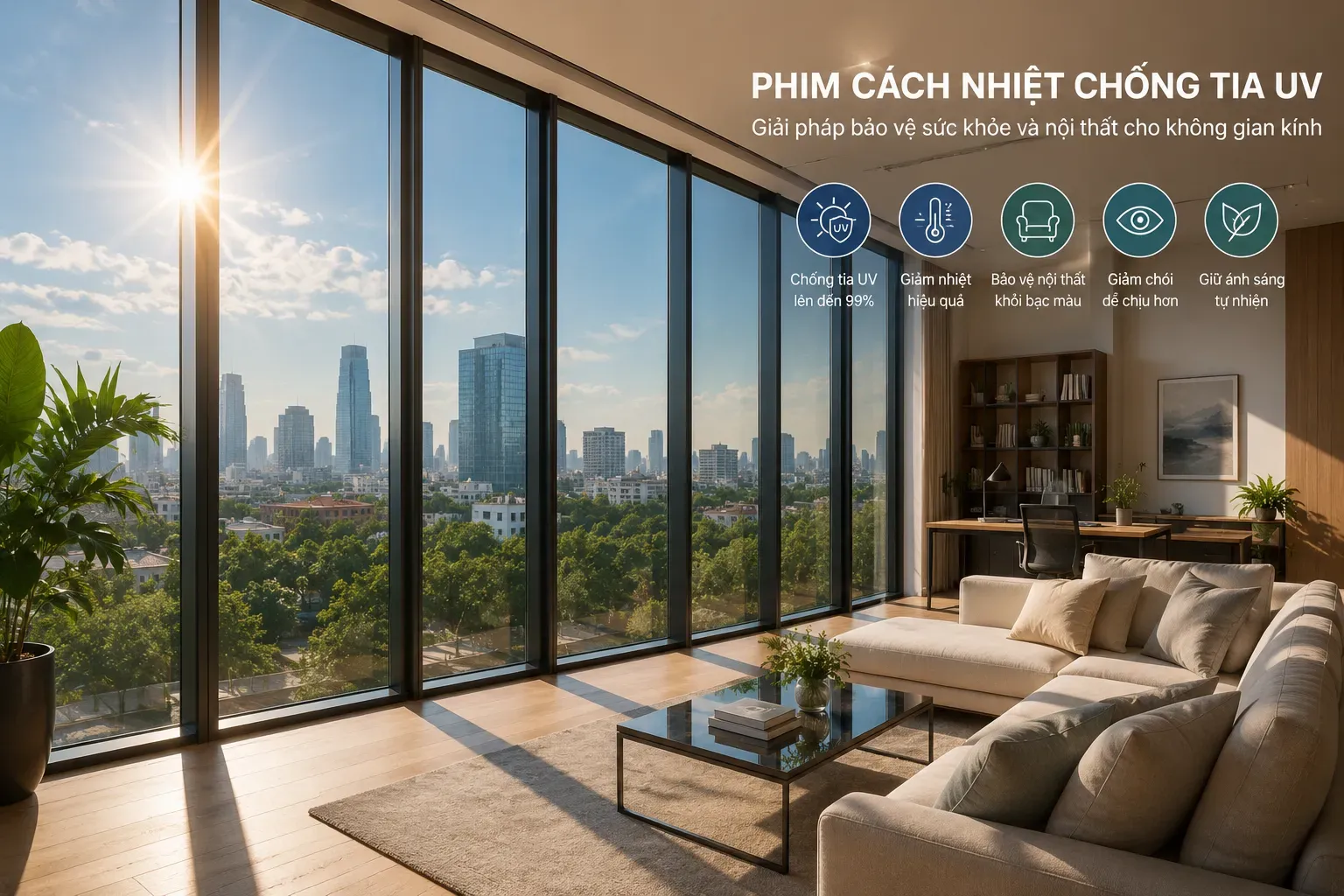 Phim cách nhiệt chống tia UV cho nhà kính và văn phòng kính