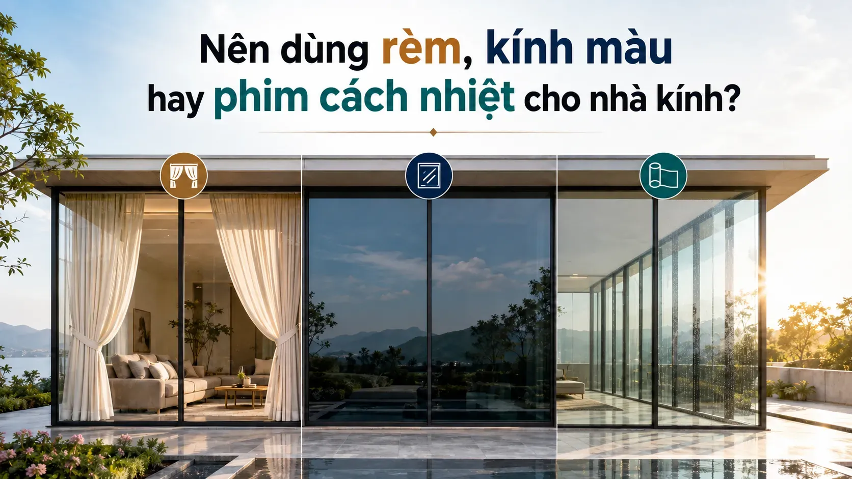 Nên Dùng Rèm, Kính Màu Hay Phim Cách Nhiệt Cho Nhà Kính?