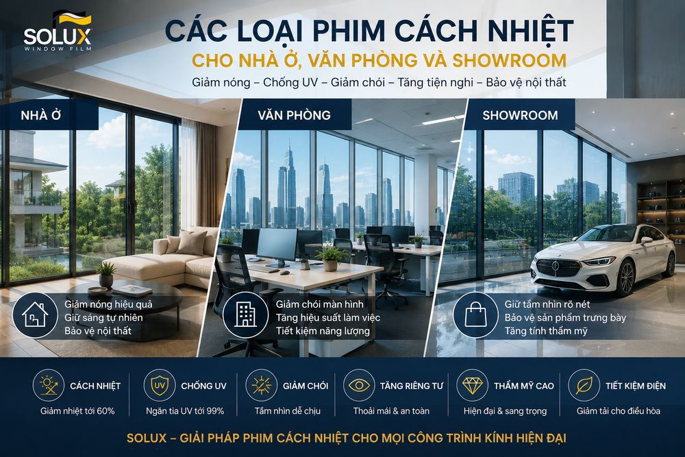 Các Loại Phim Cách Nhiệt Cho Nhà Ở, Văn Phòng Và Showroom: Nên Chọn Loại Nào?