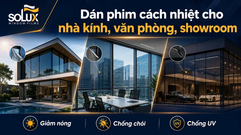 Phim Cách Nhiệt Công Trình Là Gì? Có Nên Dán Cho Nhà Kính, Văn Phòng, Showroom Không? 2 Dán phim cách nhiệt cho nhà kính văn phòng showroom