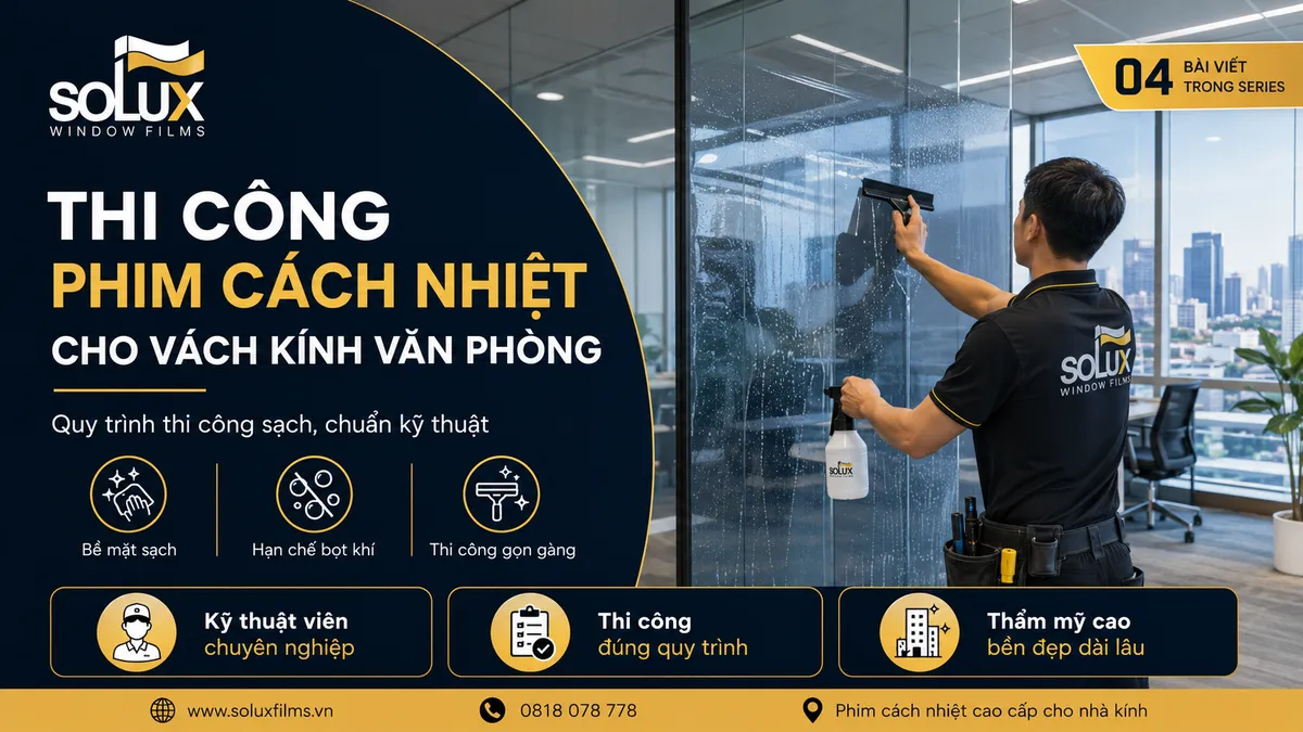 Dán Phim Cách Nhiệt Văn Phòng: Giải Pháp Giảm Nóng, Chống Chói Và Tiết Kiệm Điện 5 Solux - Thi công phim cách nhiệt cho vách kính văn phòng