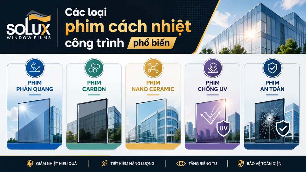Phim Cách Nhiệt Công Trình Là Gì? Có Nên Dán Cho Nhà Kính, Văn Phòng, Showroom Không? 3 Các loại phim cách nhiệt công trình phổ biến