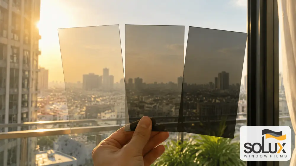 Nhà Hướng Tây Nên Chọn Phim Cách Nhiệt Nào Để Giảm Nóng Mà Không Quá Tối? 3 So sánh độ xuyên sáng khi chọn phim cách nhiệt cho nhà hướng Tây