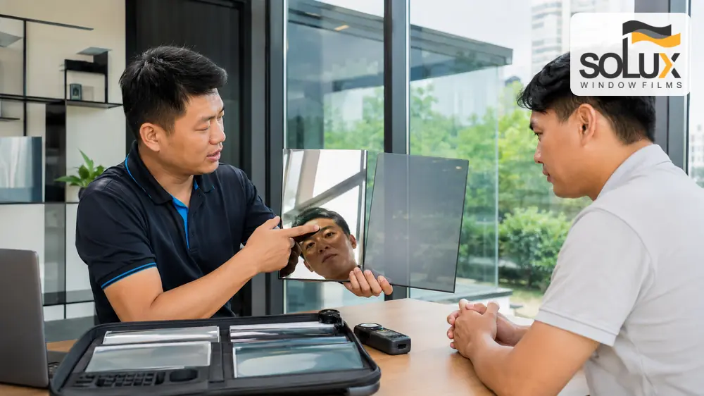 Kỹ thuật viên tư vấn chọn phim cách nhiệt theo nhu cầu sử dụng không gian