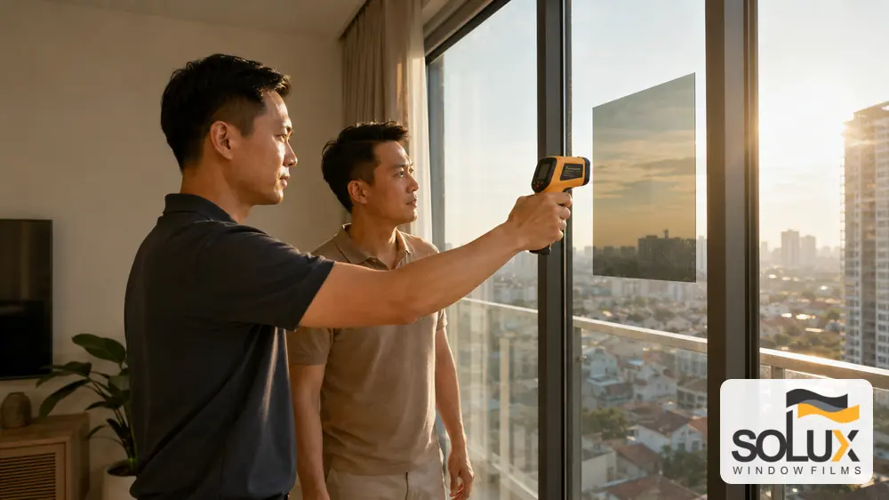 Nhà Hướng Tây Nên Chọn Phim Cách Nhiệt Nào Để Giảm Nóng Mà Không Quá Tối? 4 Dán mẫu phim cách nhiệt trên cửa kính hướng Tây trước khi thi công