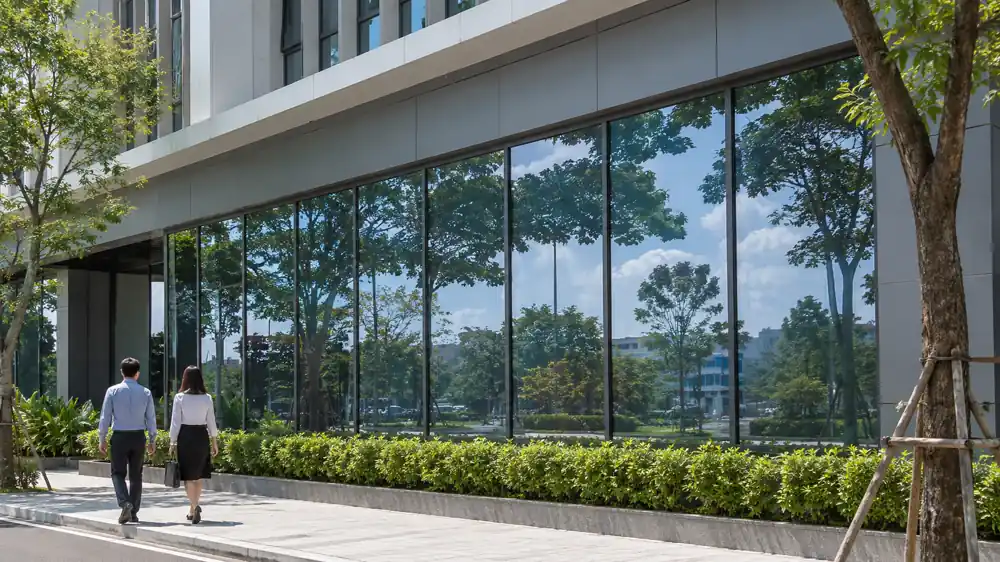Phim phản quang tăng riêng tư ban ngày cho cửa kính công trình