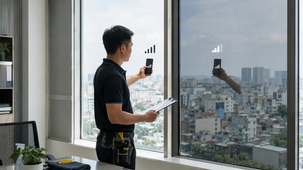 Kiểm tra cường độ sóng điện thoại trước và sau khi dán phim cách nhiệ