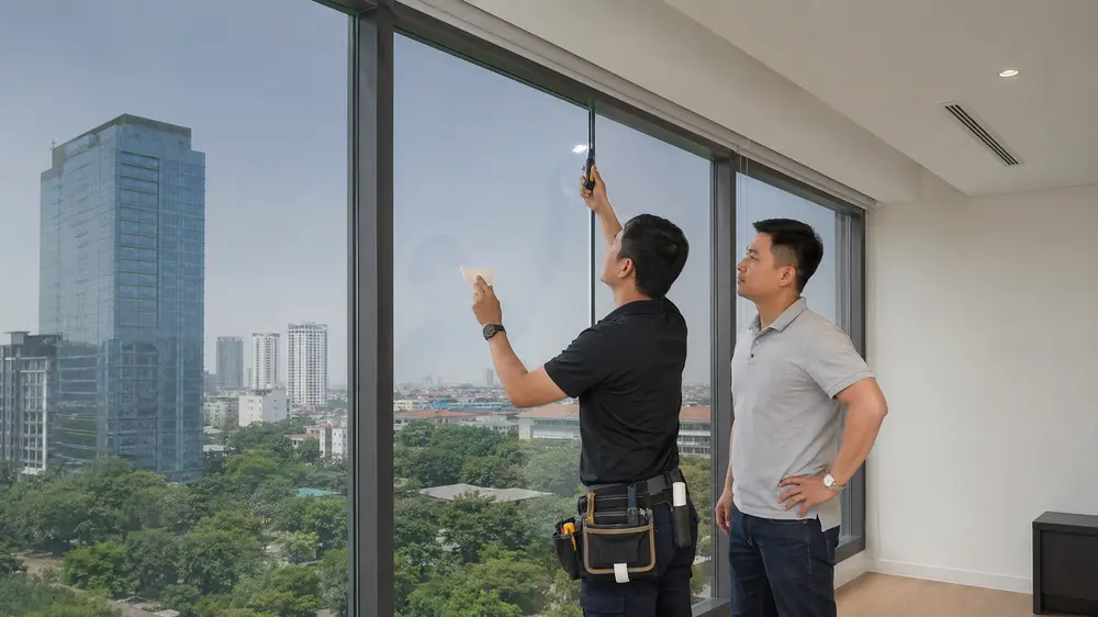 Kiểm tra bề mặt mép phim và bàn giao công trình sau khi thi công